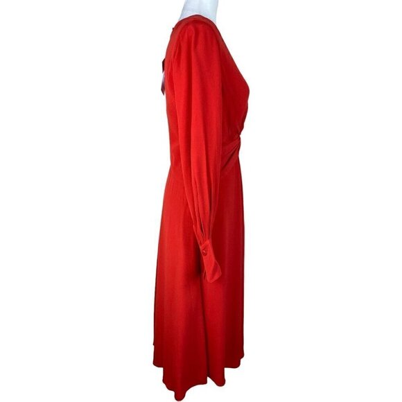 Equipment Short Faun Dress NWT $475 in Aura Orange / Poppy Red Women's Size 4 - Picture 9 of 13